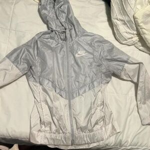 NIKE White Grey Windbreaker